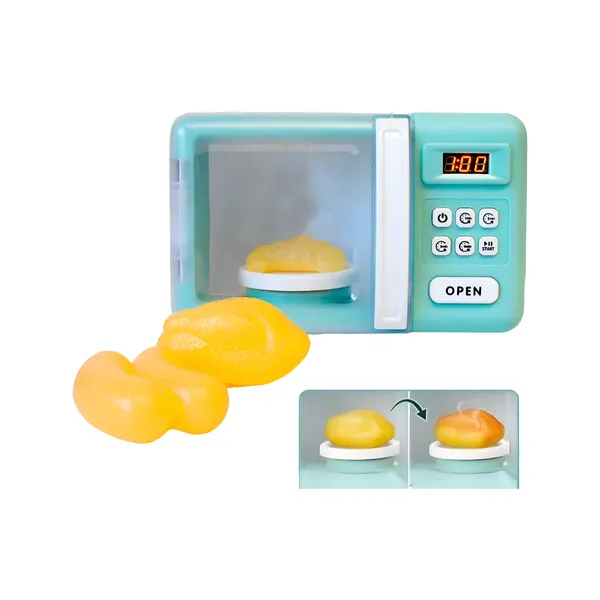 Microondas De Juguete Con Luz Sonido Y Efecto Coccion Horno Color Agua