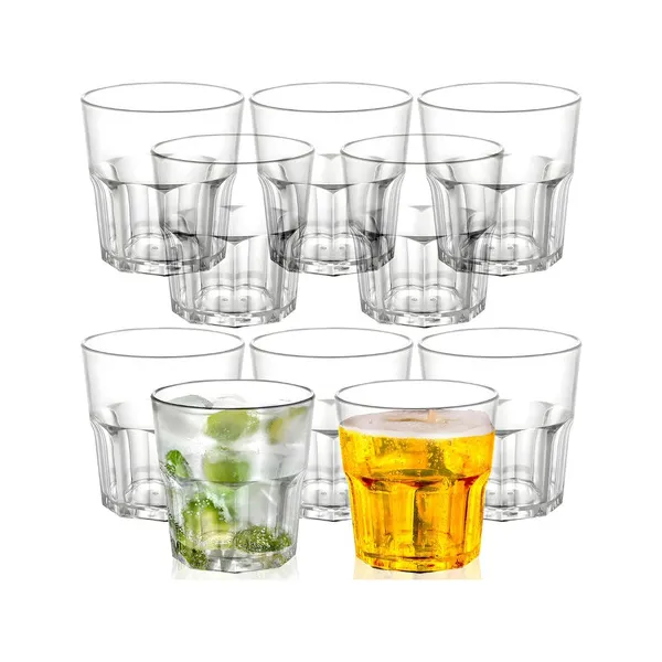Set X12 Vasos De Vidrio Hexagonal 335ml Color Transparente