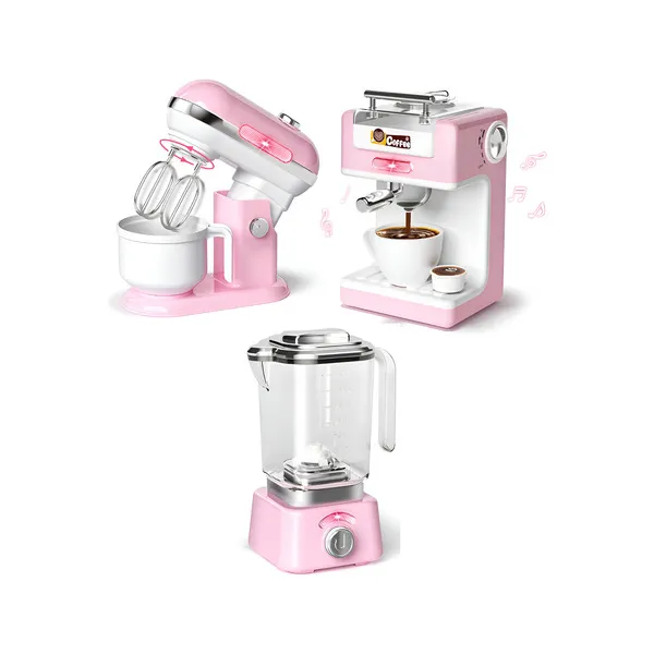 Set Electrodomésticos De Juguete 3 Piezas Con Luz Y Sonido Color Rosa Claro
