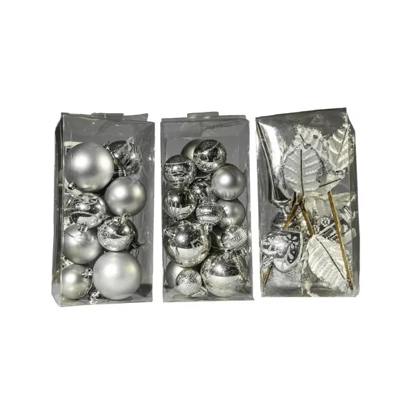 Kit Adornos Navidad Plata 60 Piezas