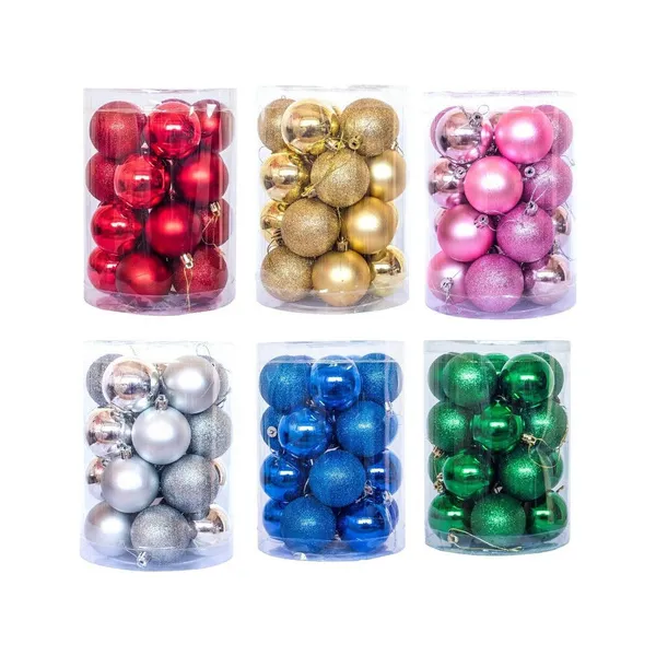 Bolas De Navidad 6cm Adornos Navideños Tubo X20 Esferas
