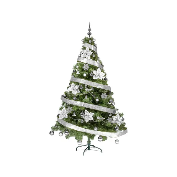 Arbolito Navidad Tronador Lujo 1,80mt + Kit 60 Plata Deco
