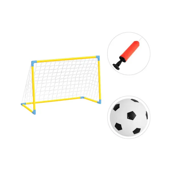 Arco De Futbol Desarmable Infantil Con Pelota E Inflador Color Amarillo