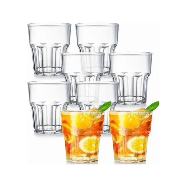 Set X6 Vasos De Vidrio Hexagonal 335ml Color Transparente