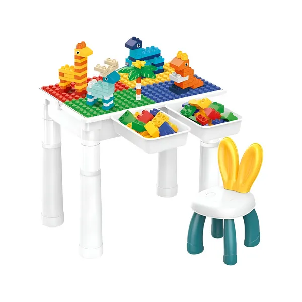 Mesa Didactica De Construccion Con Bloques Y Silla 102 Pzs Color Blanco