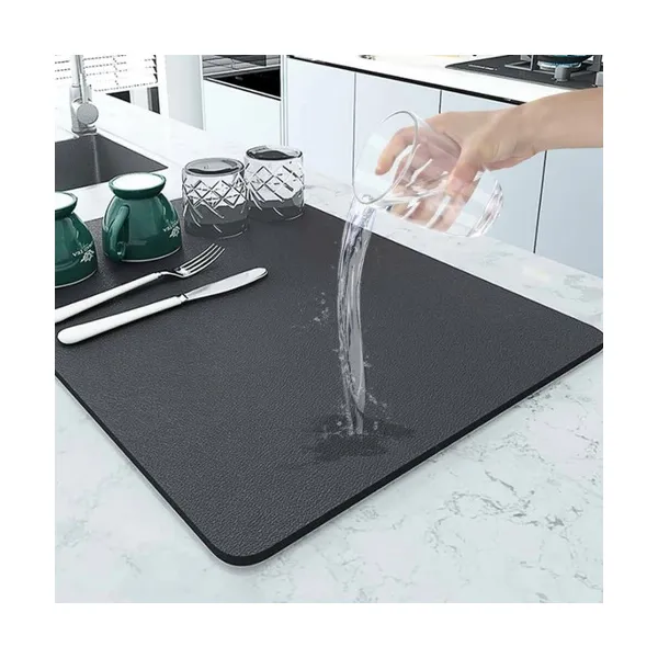 Escurridor Platos Mat Secaplatos Absorbente Secado Rapido Color Negro