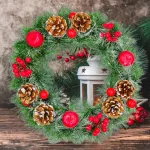 Corona Navideña Decorada Adornos Navidad 38cm 