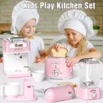 Set Electrodomésticos De Juguete 3 Piezas Con Luz Y Sonido Color Rosa Claro