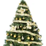Arbolito Navidad Montañes Deluxe 1.80mt + Decoración Oro 