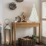 Arbol De Navidad Blanco Mini 0,80mts Base De Tronco Natural