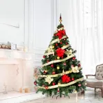 Arbolito Navidad Montañes Deluxe 1.80mts + Deco Rojo Oro