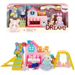Casita De Conejos Familia Con Accesorios Juego Tobogan Color Rosa