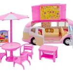 Camion De Dulces Y Helados Con Accesorios Para Muñecas Color Rosa