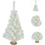 Arbol De Navidad Blanco Mini 0,80mts Base De Tronco Natural