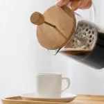 Cafetera De Embolo 600ml Prensa Francesa De Vidrio Y Madera