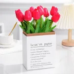 Tulipan Artificial Flores Artificiales Decoracion Ramo X5