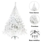 Arbol De Navidad Blanco Montañes Deluxe 1,50mts Pie Metal