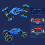 Auto Control Remoto Luces Led Vehículo Acrobático Giro 360° Color Azul Personaje Auto Acrobata