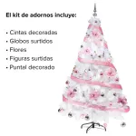 Arbol Navidad Blanco Tronador Lujo 1.80mts Decorado Rosa