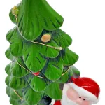 Adorno Ceramica Arbol De Navidad Papa Noel 23cm Con Luz