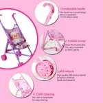 Cochecito Para Muñecas Coche Bebe Muñeca Juguete Plegable 