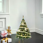 Arbol Navidad Montañes Deluxe 1.30mts Decoración Oro 