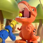Dinosaurio Con Pistola De Lanza Dardo Pelota Juego Al Blanco