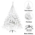 Arbol De Navidad Blanco Montañes Deluxe 1,50mts Pie Metal