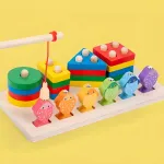 Juego Pesca + 4 Torres Encastre Madera Didactico Iman Peces Color Multicolor Tienda Cracovia Juguete 2 En 1