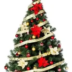Arbolito Navidad Montañes Deluxe 1.80mts + Deco Rojo Oro
