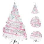 Arbol De Navidad Blanco Tronador Lujo 2,10mts Decorado Rosa