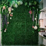 Jardin Vertical Artificial Muro Verde Panel Frondoso Plantas Color Verde/blanco