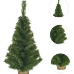 Arbol De Navidad Mini 0,80mts Con Base De Tronco Natural