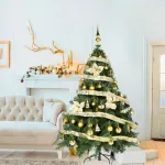 Arbolito Navidad Montañes Deluxe 1.80mt + Decoración Oro 