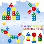 Juego Pesca + 4 Torres Encastre Madera Didactico Iman Peces Color Multicolor Tienda Cracovia Juguete 2 En 1