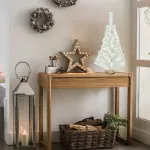 Arbol De Navidad Blanco Mini 0,80mts Base De Tronco Natural