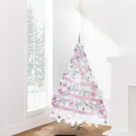 Arbol De Navidad Blanco Tronador Lujo 2,10mts Decorado Rosa