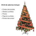 Arbol Navidad Tronador Lujo 1,80mt + Kit 60 Rojo Cybermonday