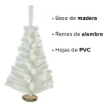 Arbol De Navidad Blanco Mini 0,80mts Base De Tronco Natural