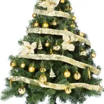 Arbolito Navidad Montañes Deluxe 1.80mt + Decoración Oro 
