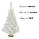 Arbol De Navidad Blanco Mini 0,80mts Base De Tronco Natural