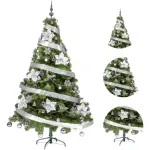 Arbolito Navidad Tronador Lujo 1,80mt + Kit 60 Plata Deco