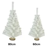 Arbol De Navidad Blanco Mini 0,80mts Base De Tronco Natural