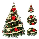 Arbolito Navidad Montañes Deluxe 1.80mts + Deco Rojo Oro