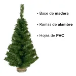 Arbol De Navidad Mini 0,80mts Con Base De Tronco Natural