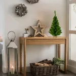 Arbolito Navidad Mini 60cm Con Base De Tronco Natural