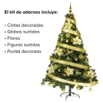 Arbol Navidad Tronador Lujo 1,80mts + Kit 60 Oro Cybermonday