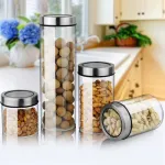 Frasco Vidrio Hermetico Cocina Transparente Tapa Acero 750ml