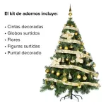 Arbol Navidad Montañes Deluxe 1.30mts Decoración Oro 