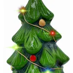 Adorno Ceramica Arbol De Navidad Papa Noel 23cm Con Luz